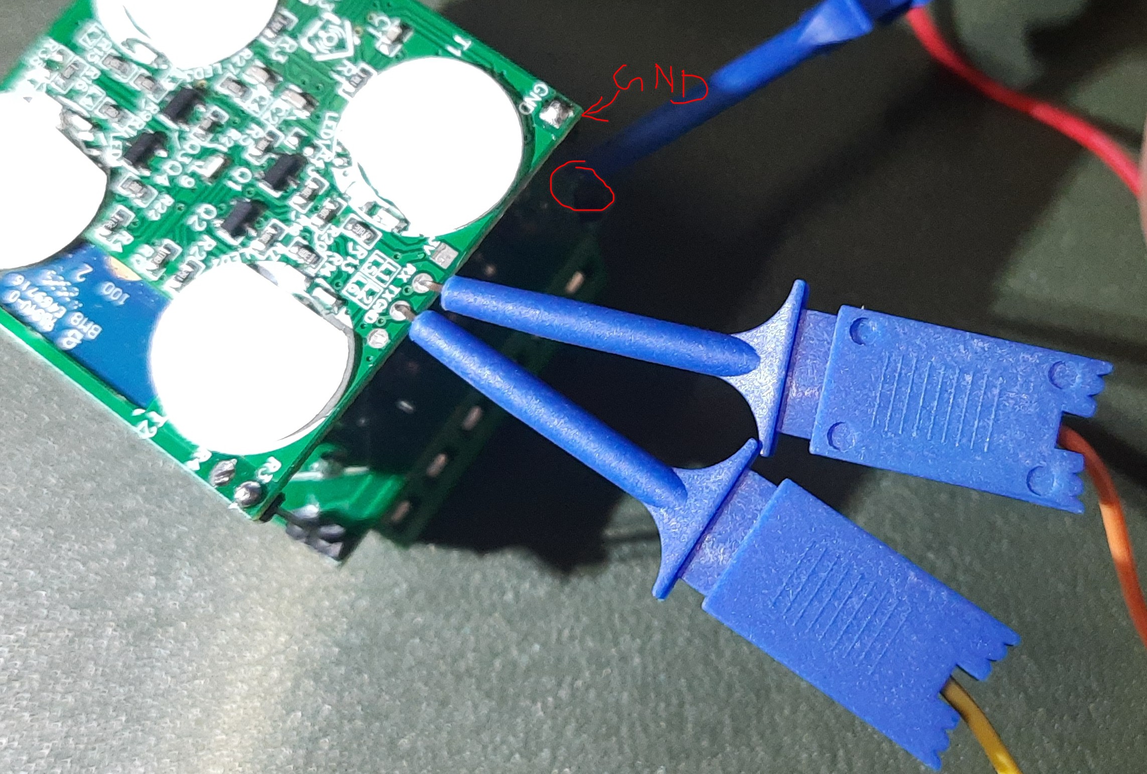 Connection to Serial Pads and GND Pin Header connection to pads
